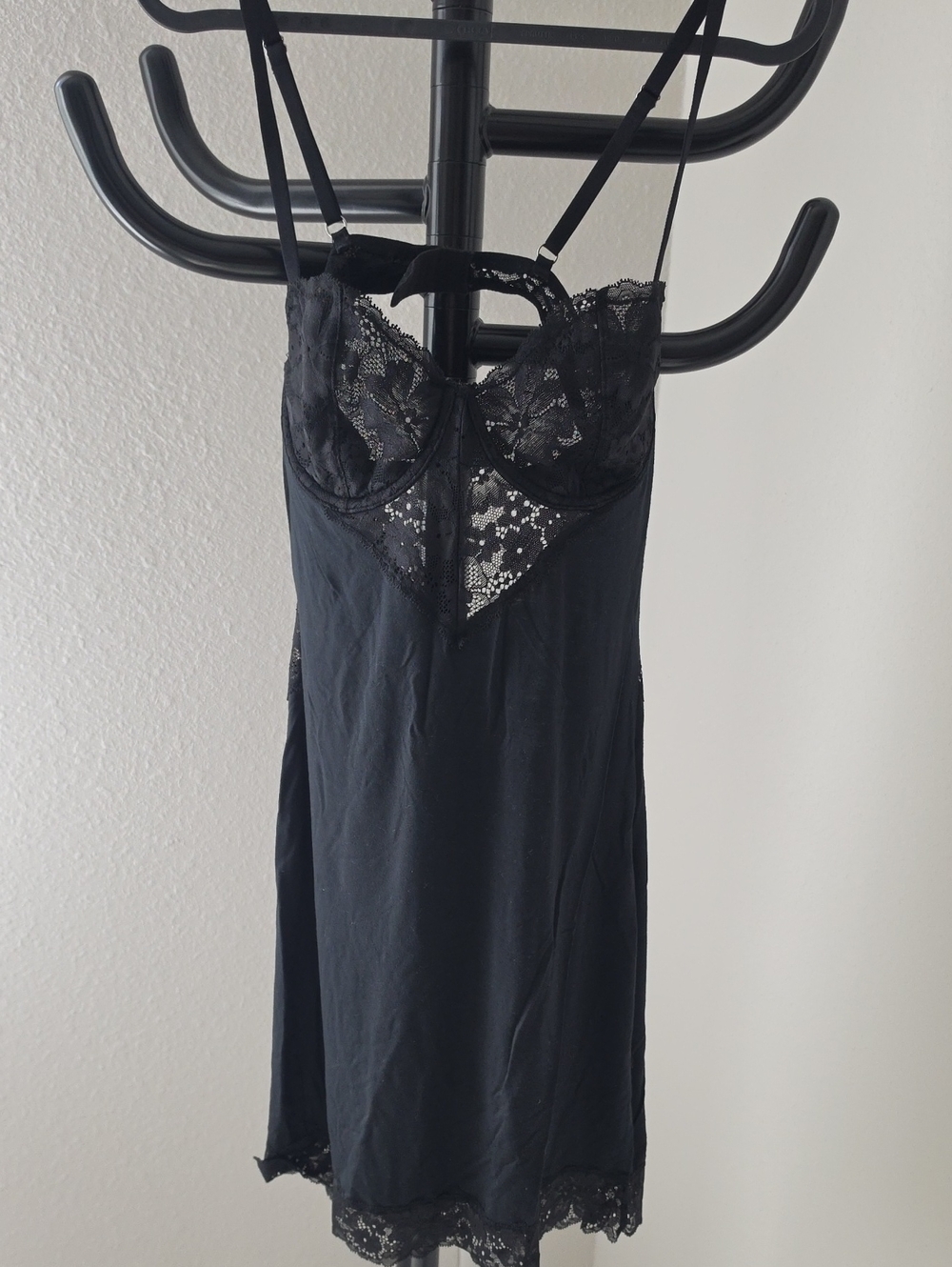 Victoria's Secret Black Lace-Trim Chemise